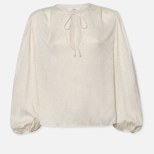 Frame Cinched Sleeve Popover Blouse in Cream
